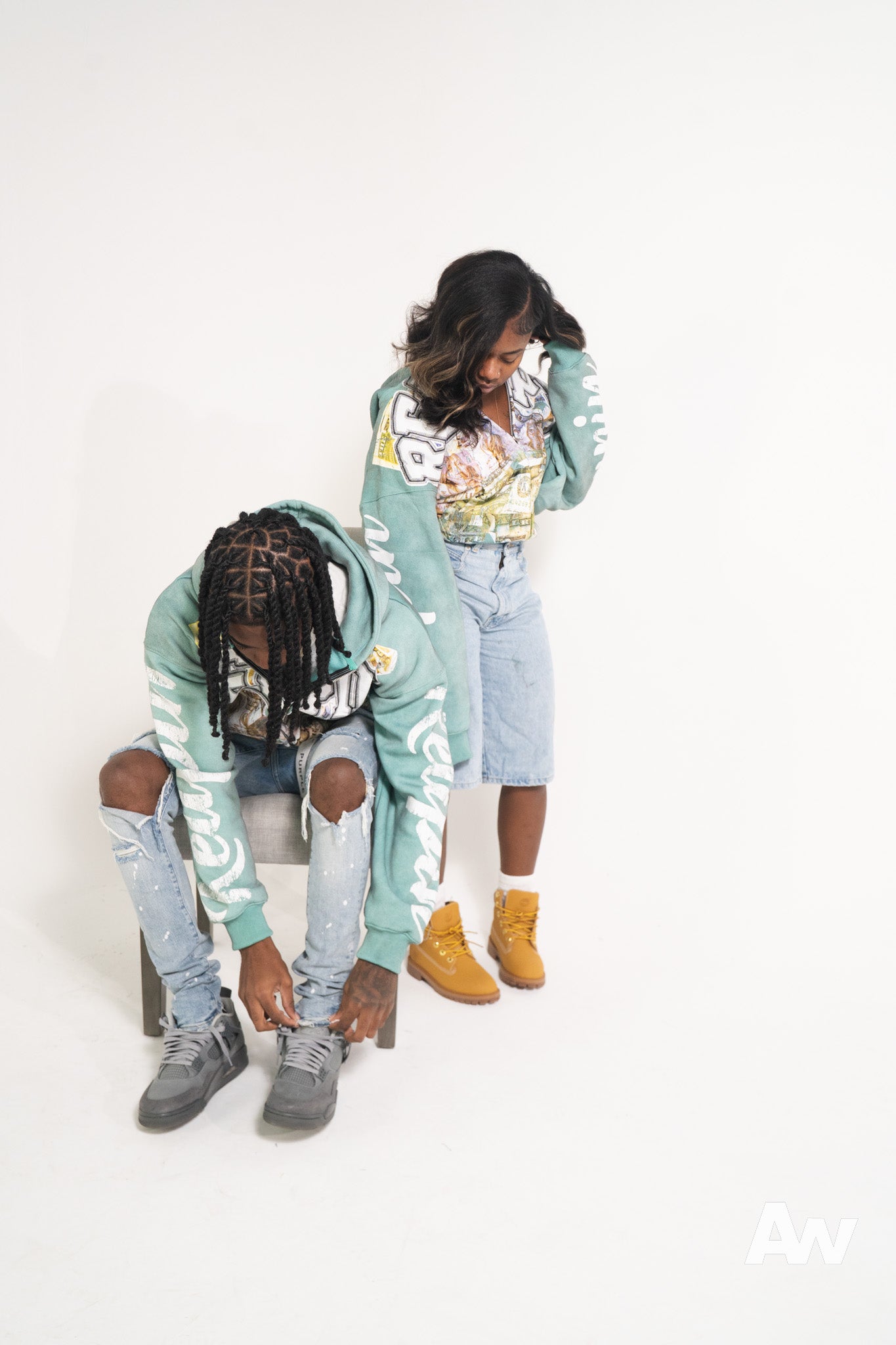 Distressed Dinero “Ash Blue” Zip Up