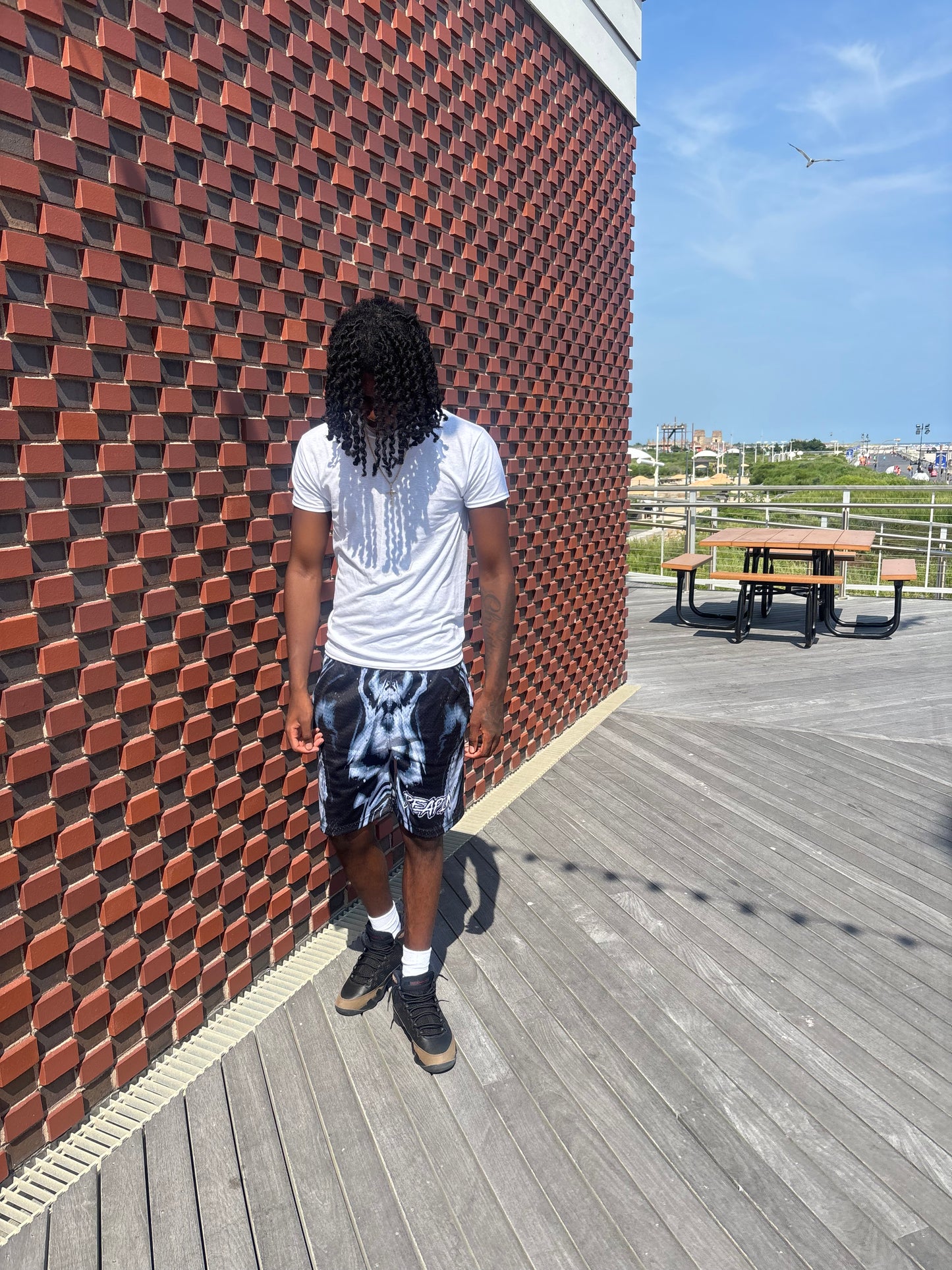 Abstract Charcoal Mesh shorts