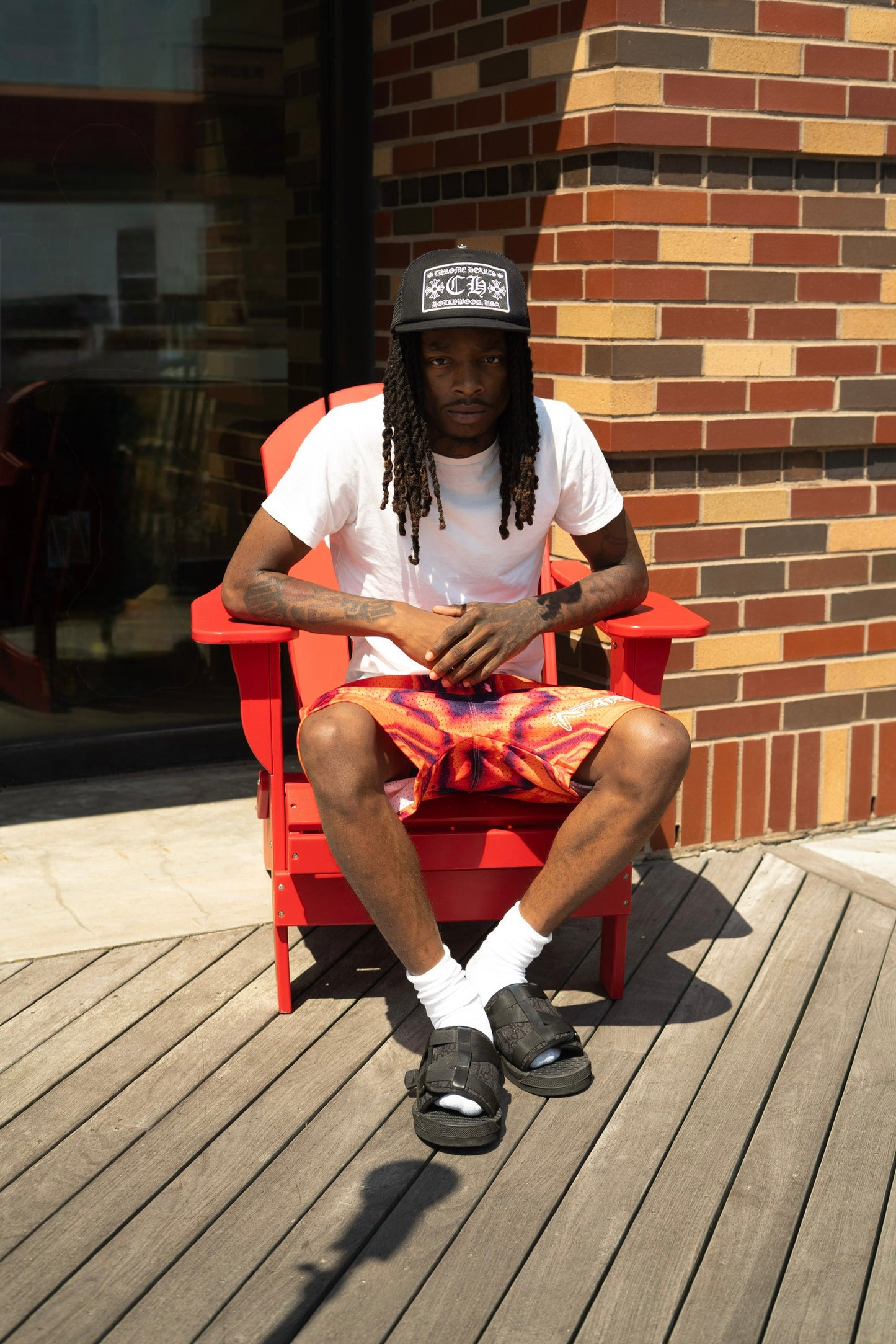 Abstract “Flames” Mesh shorts