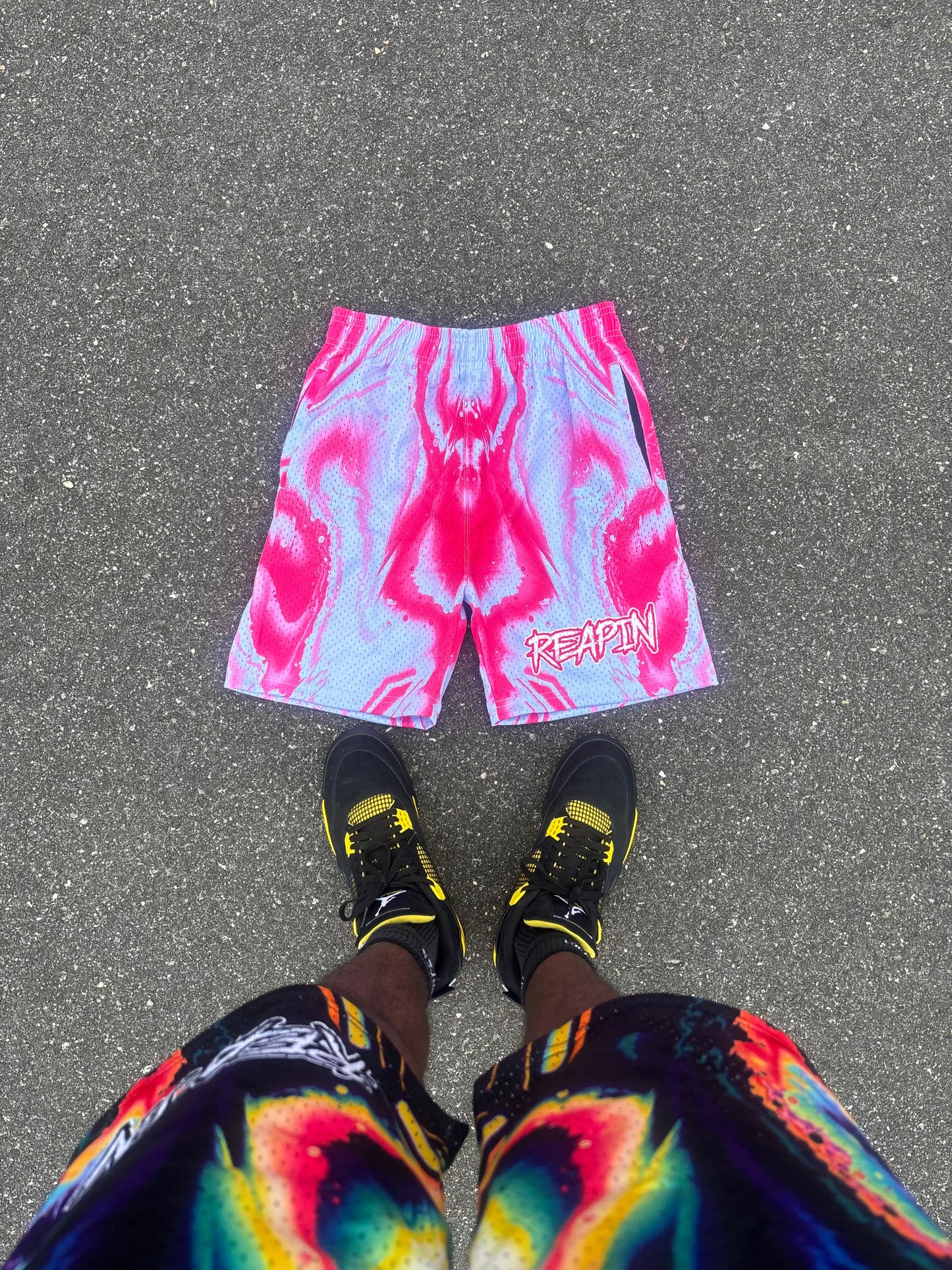 Abstract Cotton Candy mesh shorts
