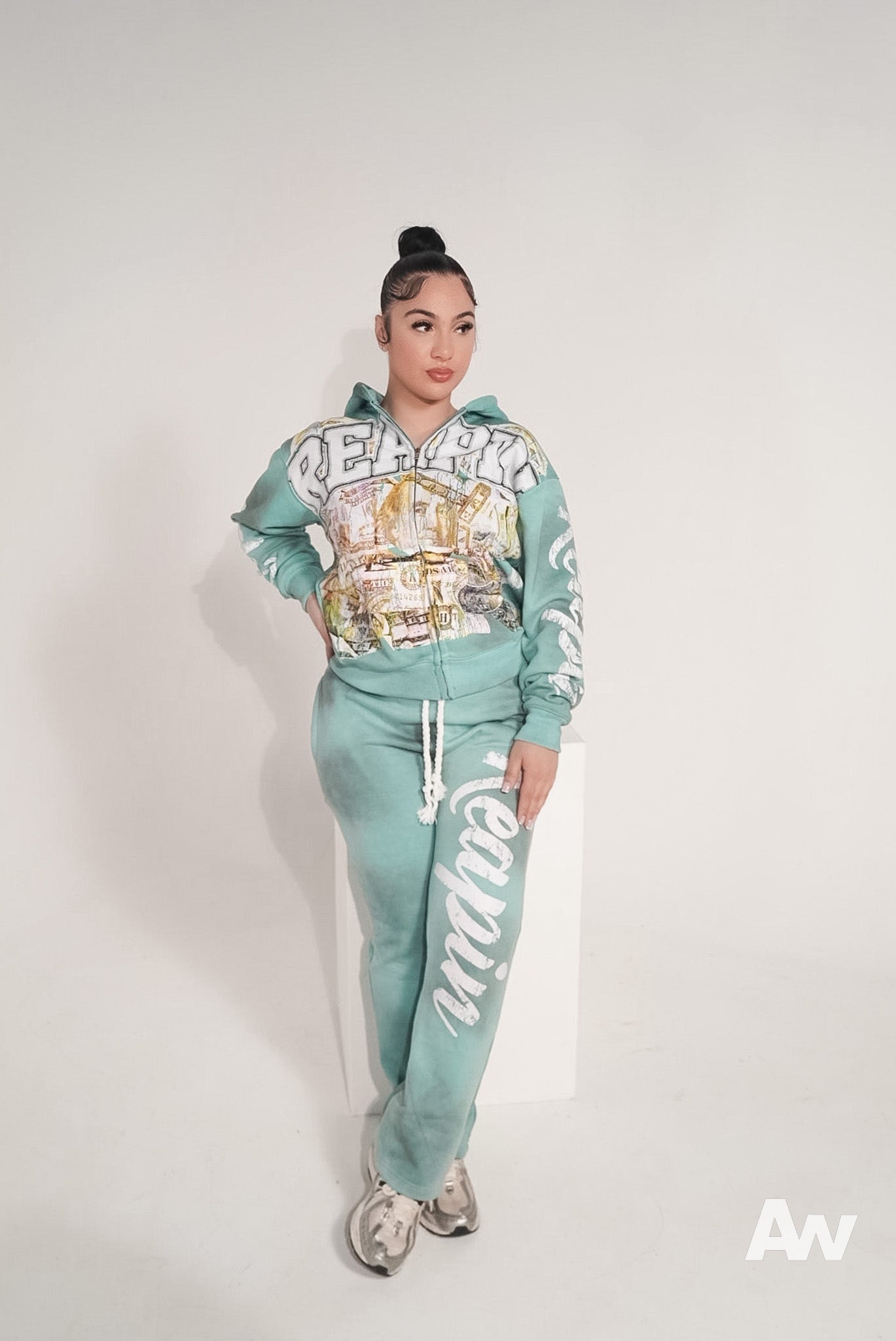 Distressed Dinero “Ash Blue” Zip Up