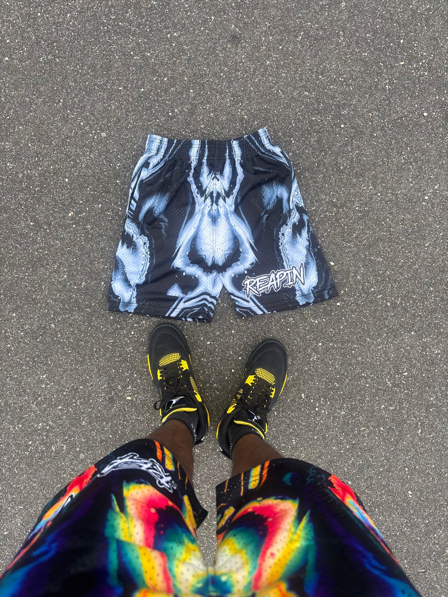 Abstract Charcoal Mesh shorts