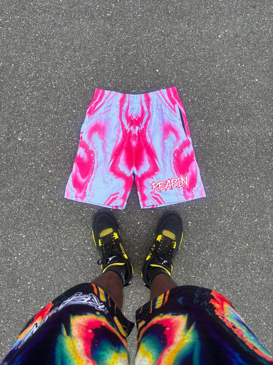 Abstract Cotton Candy mesh shorts