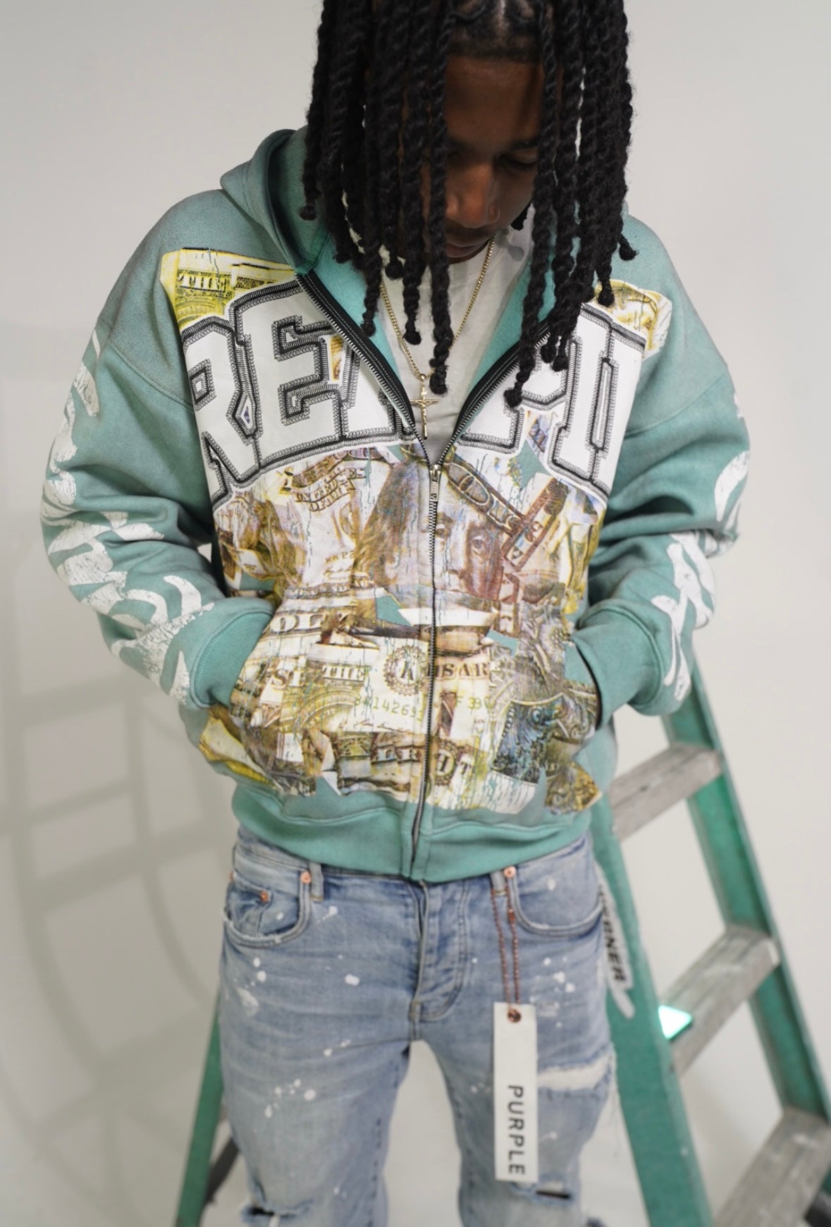 Ash Blue “Distressed Dinero” zip ups